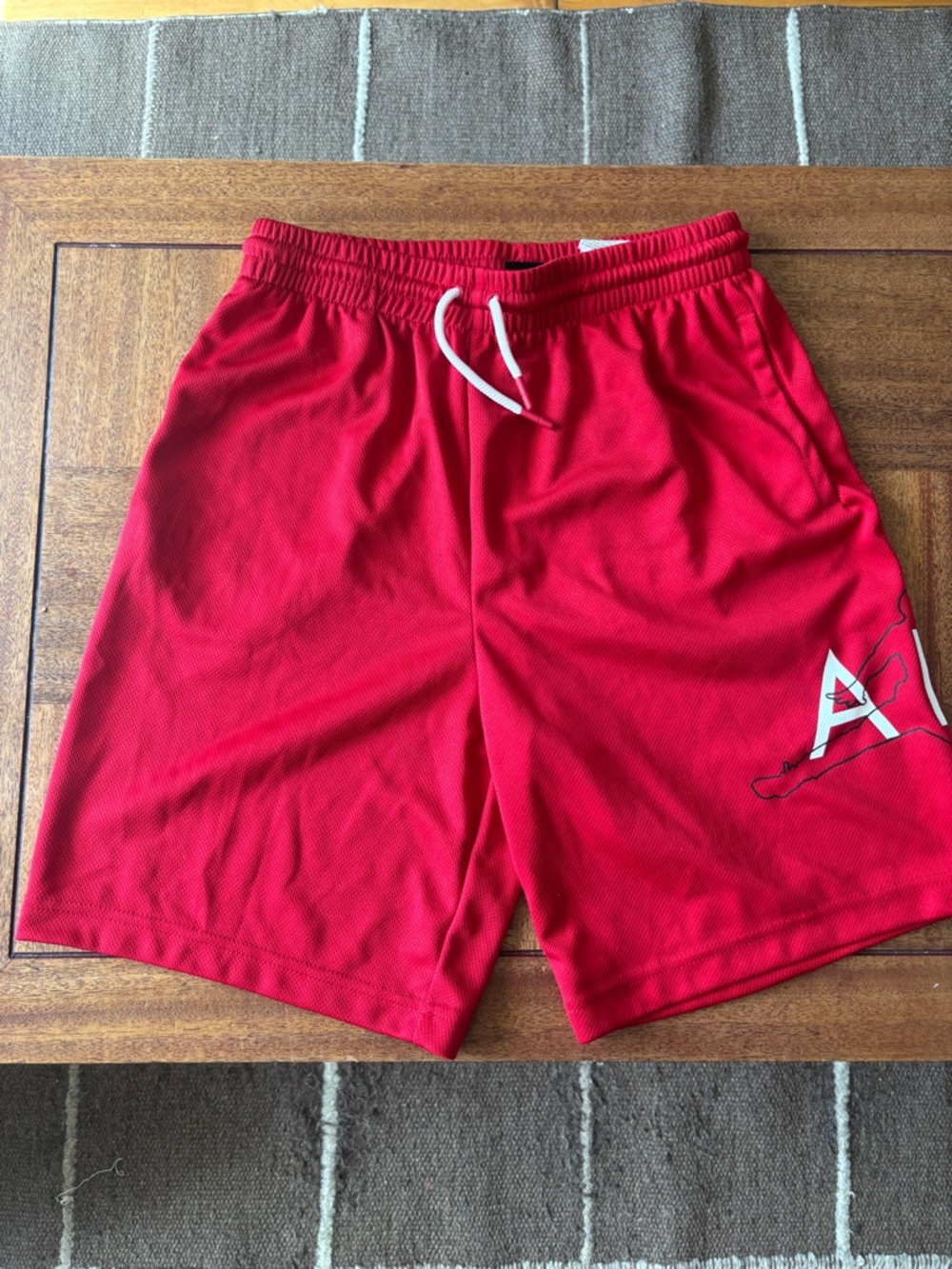 Jordan Red Mesh Athletic Shorts with White Drawstring